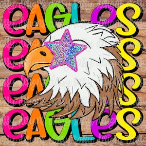 Eagles School Mascot, Mascot Stars, Preppy Mascot, School Spirit png, Sports png, PNG INSTANT DOWNLOAD Sublimation, Dtf, Print and Cut