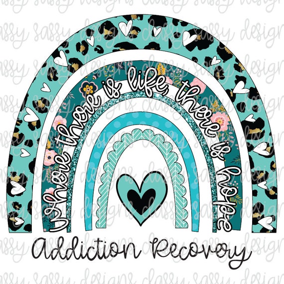 Addiction Recovery Awareness Rainbow Ribbon Blue Leopard Etsy