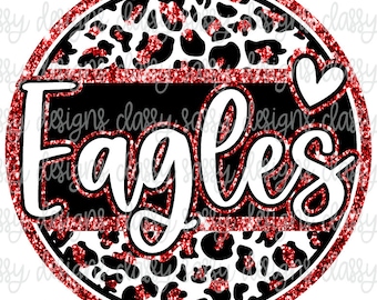 Eagles Red Glitter School Mascot, School Spirit, Svg PNG INSTANT DOWNLOAD Print and Cut File, Sublimation, Dtf