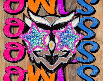 Owls School Mascot, Mascot Stars, Preppy Mascot, School Spirit png, Sports png, PNG INSTANT DOWNLOAD Sublimation, Dtf, Print and Cut