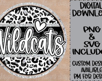 Wildcats Silver Glitter School Mascot, School Spirit png, Sports png, Svg PNG INSTANT DOWNLOAD Sublimation, Dtf, Print and Cut