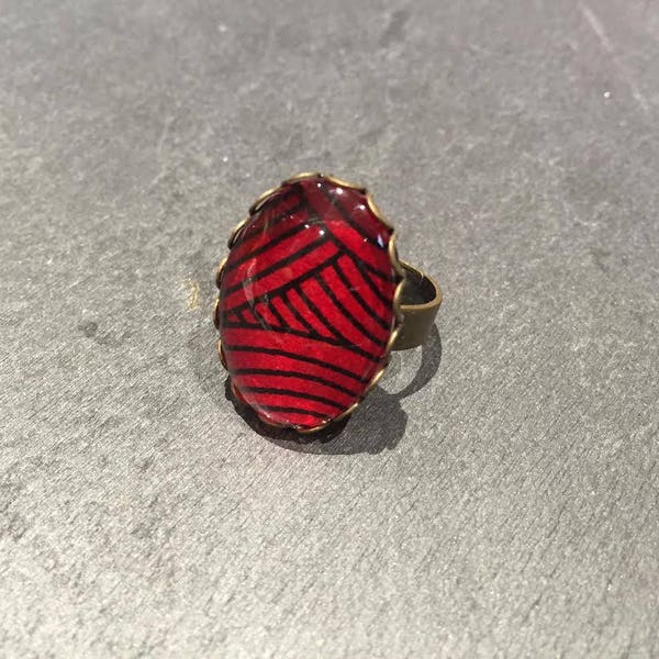 bague "jolis papiers" Rouge et Noir