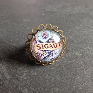 bague vintage ronde, bleue Sigaut image 1