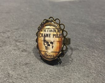 bague ovale "filtre d'amour au crâne pilé"