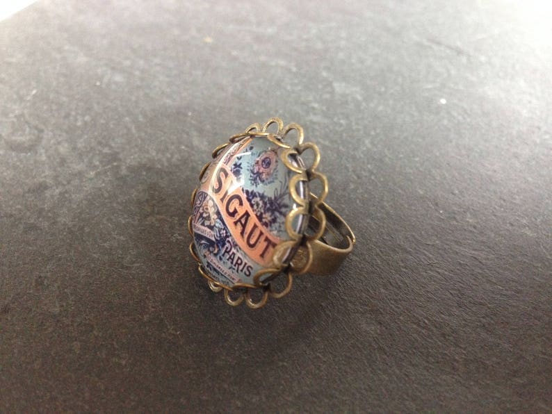 bague vintage ronde, bleue Sigaut image 2