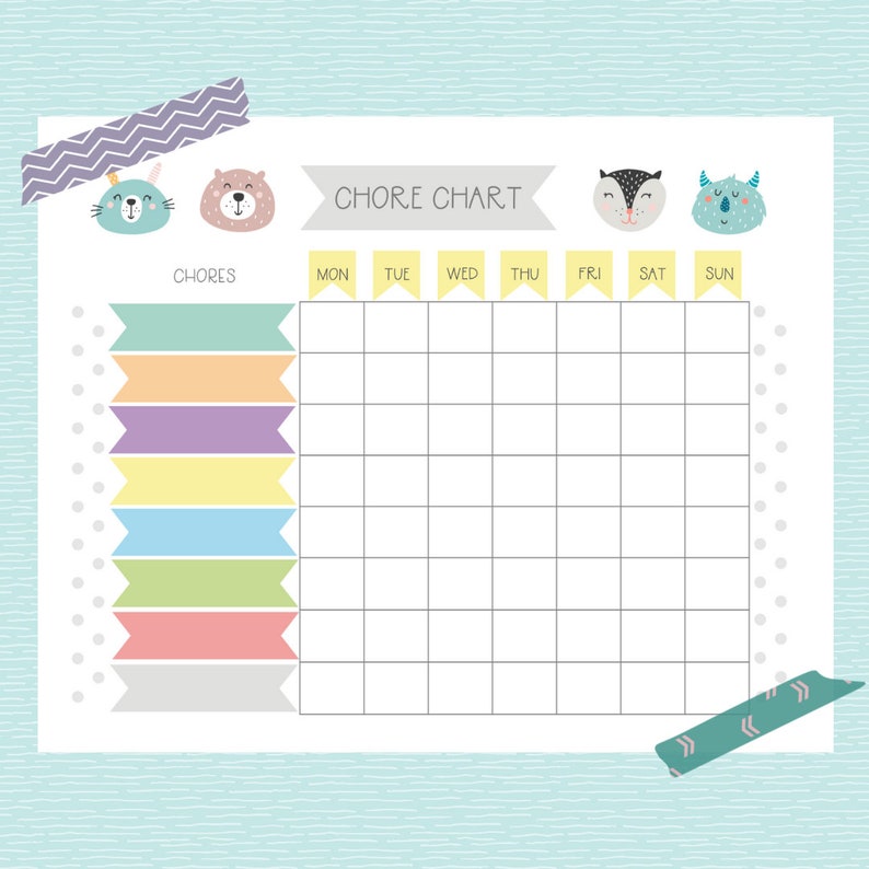 kids chore chart printable weekly chore chart kids daily