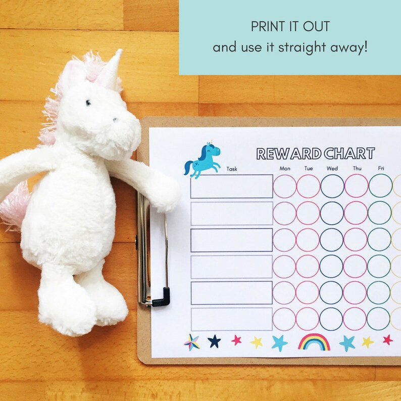 unicorn reward chart printable kids chore chart chore