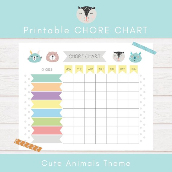 Children Weekly Chore Chart