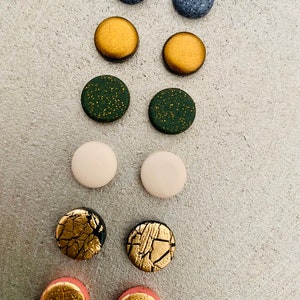 Mini Stud Earrings, Everyday Earrings, Handmade Small Round Clay Earrings, Clay Studs, Gift for Her