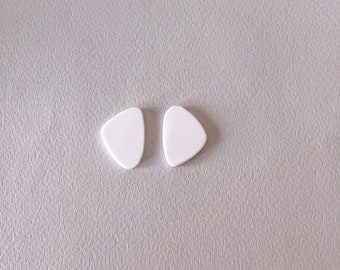 White Stud Earrings, Organic Shaped Modern Minimalist Earrings, Gift for Her