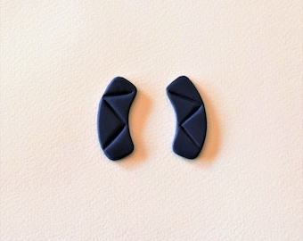 Dark Blue Stud Earrings, Modern Minimalist Everyday Statement Earrings Blue, Gift for Her