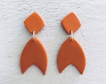 Terracotta Statement Earrings, Modern Minimalist Clay Everyday Earrings, Women Gift