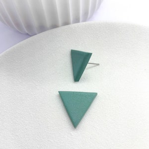 Sage Green Triangle Stud Earrings, Modern Minimalist Geometric Everyday Earrings, Triangle Studs Green, Woman Gift