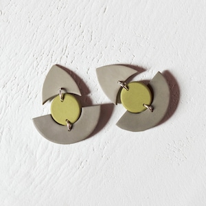 Green Contemporary Statement Earrings, Modern Minimalist Geometric Lightweight Dangles Moss Green, Women Gift