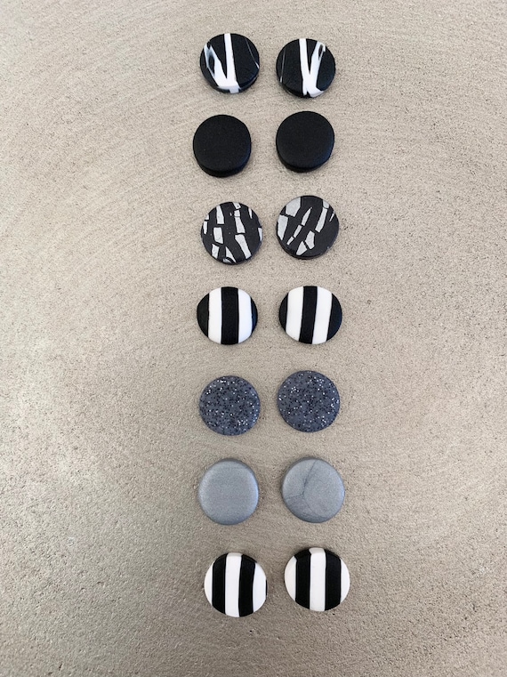 Round Stud Earrings Handmade Polymer Clay Studs Simple Everyday