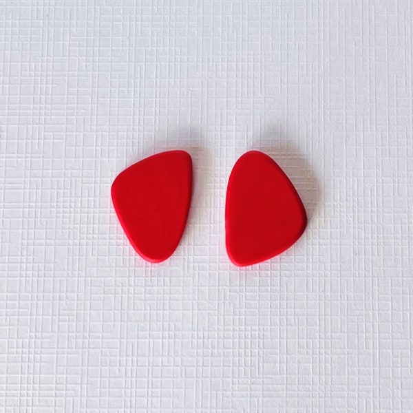 Red Stud Earrings, Cherry Red Organic Shaped Stud, Modern Minimalist Red Earrings, Gift Ideas for Girlfriend