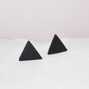 Black Triangle Stud Earrings, Geometric Stud Earrings, Triangular Studs, Post Earrings Triangle Black Stud, Minimalist Everyday Earrings