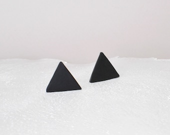 Black Triangle Stud Earrings, Geometric Stud Earrings, Triangular Studs, Post Earrings Triangle Black Stud, Minimalist Everyday Earrings