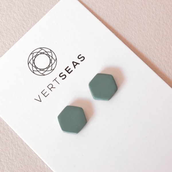 Hexagon Stud Earrings Etsy