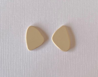 Beige Stud Earrings, Organic Shaped Statement Stud Earrings, Modern Minimalist Beige Earrings, Gift for Girlfriend