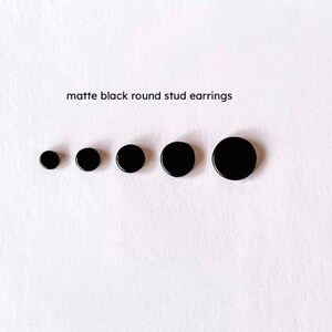Matte Black Studs, Black Round Stud Earrings, Simple Earrings Black, Hypoallergenic zdjęcie 4