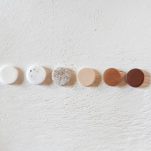 Handmade Round Stud Earrings, Modern Minimalist Everyday Stud Earrings, Woman Gift