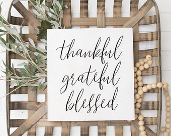 Thankful Grateful Blessed Printable Print Grateful Sign | Etsy