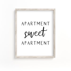 apartment sweet apartment printable, print, wall decor, college apartment decor, apartment decor, wall art, printable wall art