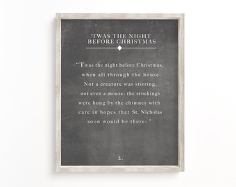 Twas the night before Christmas printable, Christmas printable, Christmas sign, Night before Christmas sign, chalkboard printable