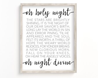 Oh holy night printable, oh holy night print, decor, Christmas print, wall art, Christmas sign, Christmas printable, farmhouse christmas