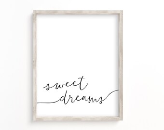 Dulces sueños imprimibles, decoración de guardería, arte de guardería, letrero de dulces sueños, imprimible de guardería, bricolaje imprimible hasta 24x36