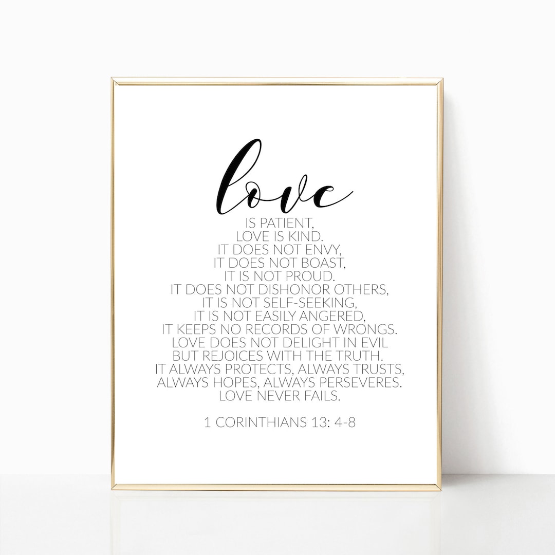 Love is Patient Printable, 1 Corinthians 13 Print, Bible Quote Print ...