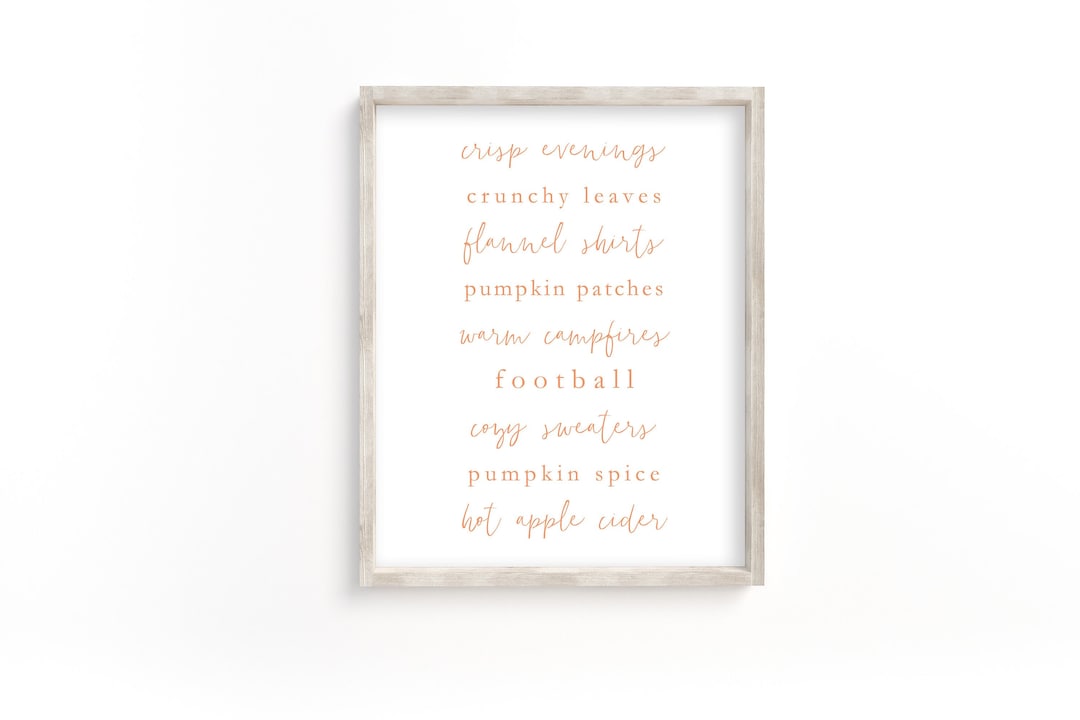 October Sign Print Fall Printable Art, Fall Decor, Pumpkin Sign, Autumn Printable, Fall ...