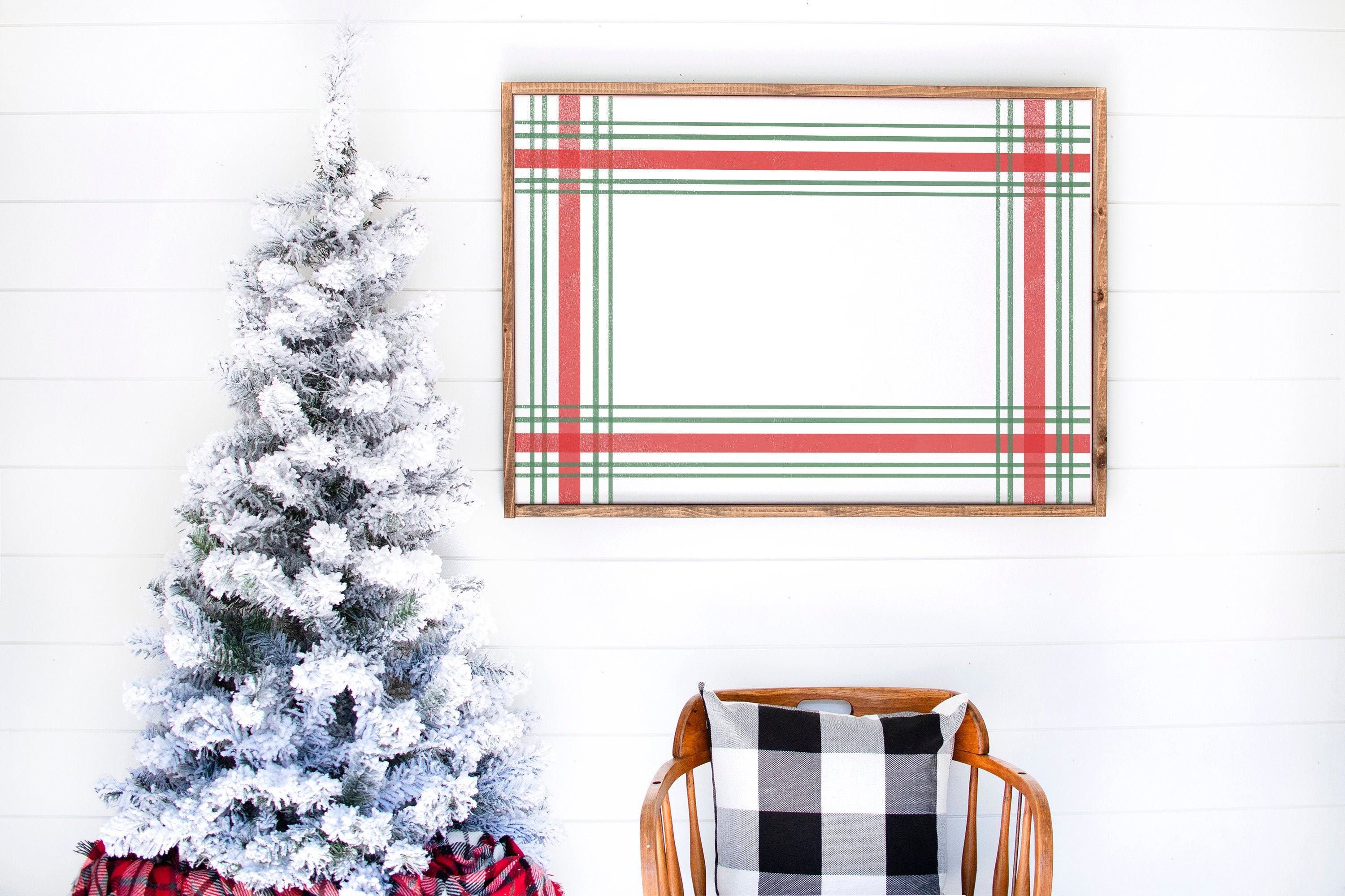 Christmas Plaid Printable Holiday Decor Christmas Wall - Etsy