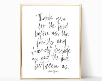 Thank you for the food before us printable, print, bless the food, dining room art, kitchen wall art, printable art, kitchen sign
