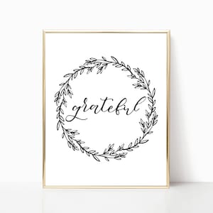grateful printable, grateful print, grateful sign, home decor, wall decor, wall art, farmhouse sign, farmhouse style, thanksgiving decor