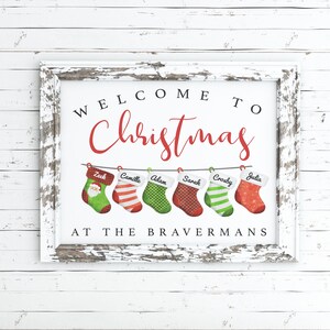 Custom christmas sign, personalized christmas print, stocking printable, holiday decor, christmas printable, printable art, wall art,