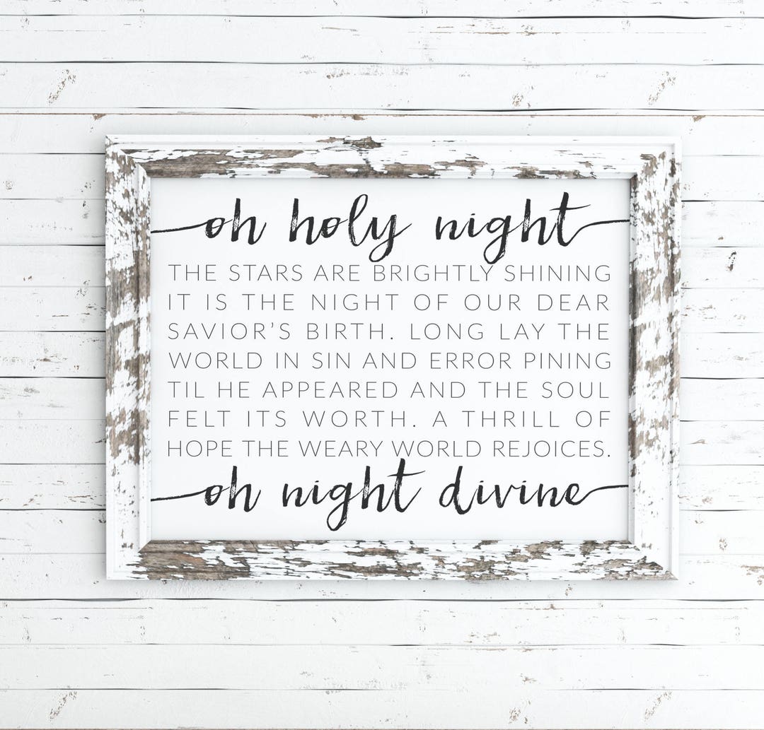 Oh Holy Night Printable, Oh Holy Night Print, Decor, Christmas Print ...