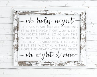 Oh holy night printable, oh holy night print, decor, Christmas print, wall art, Christmas sign, Christmas printable, farmhouse christmas