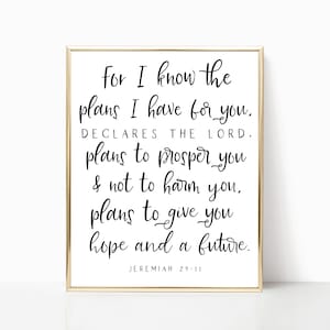 For I know the plans I have for you printable set, Jeremiah 29:11, Christian wall art, bible verse wall art