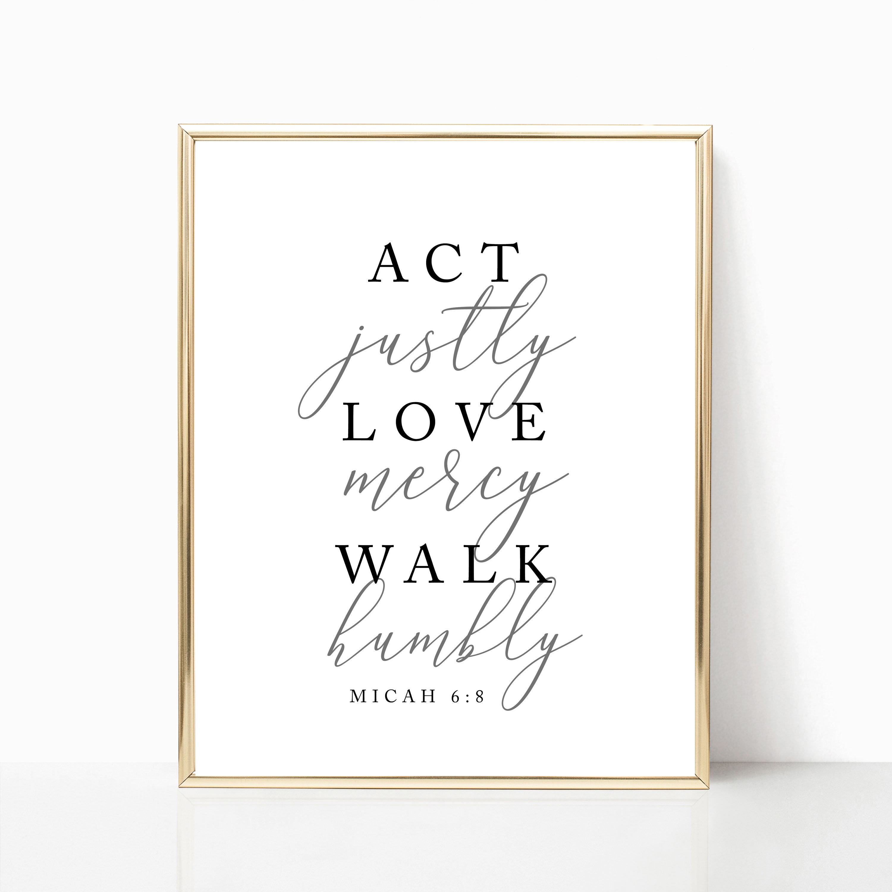 Micah 6:8 printable Christian wall art act justly love | Etsy