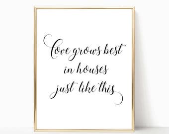 Love grows best, printable, love grows best art, love grows best in little houses, love grows best sign, print, wall art, 5x7, 8x10, 11x14