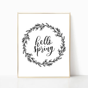 hello spring print, hello spring sign, printable, rustic hello sign, rustic spring sign, spring decor, farmhouse decor, fixer upper style