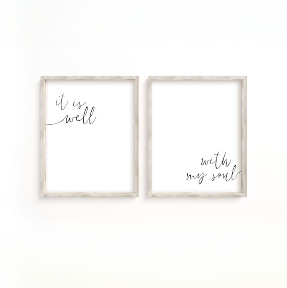it is well with my soul printable set, printable art, Christian wall art, set of 2 printables, bedroom decor, bible verse wall art