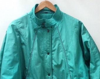 Womens Vintage 80s Jacket Batwing Oversized UK 14 Turquoise