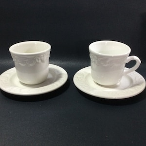 Set 2 tazze da tè con piattino vintage Quadrifoglio Franco Giorgi bianco