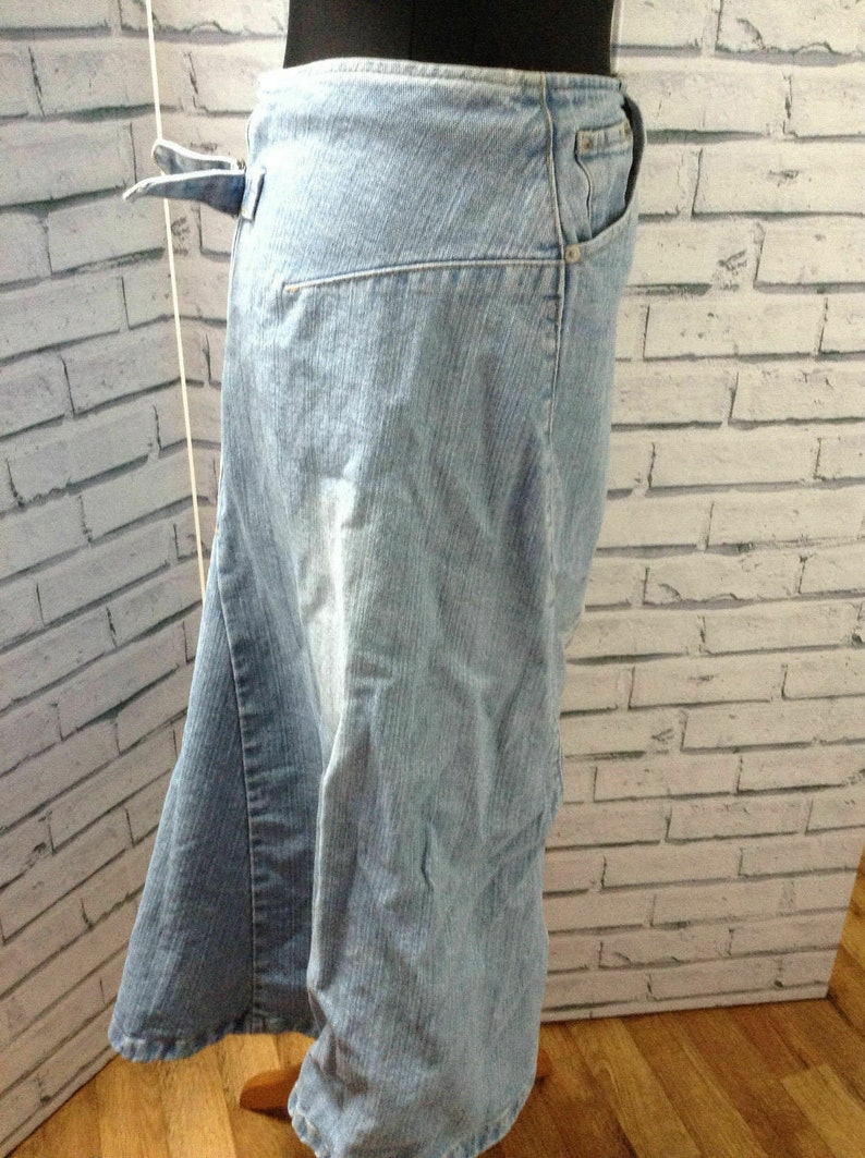 Vintage 90/'s Denim Faded Denim A Line Skirt UK 12
