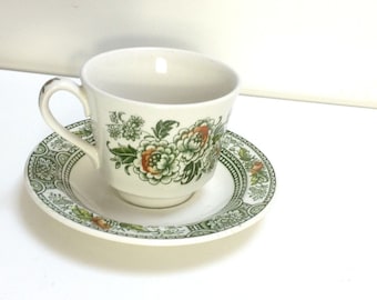 Vintage Ironstone Ridgway Canterbury Green Tea Cup & saucer