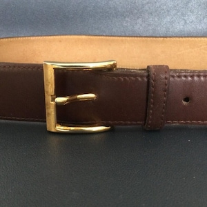 Mens Leather Belt With Buckle Brown Solid Size 34