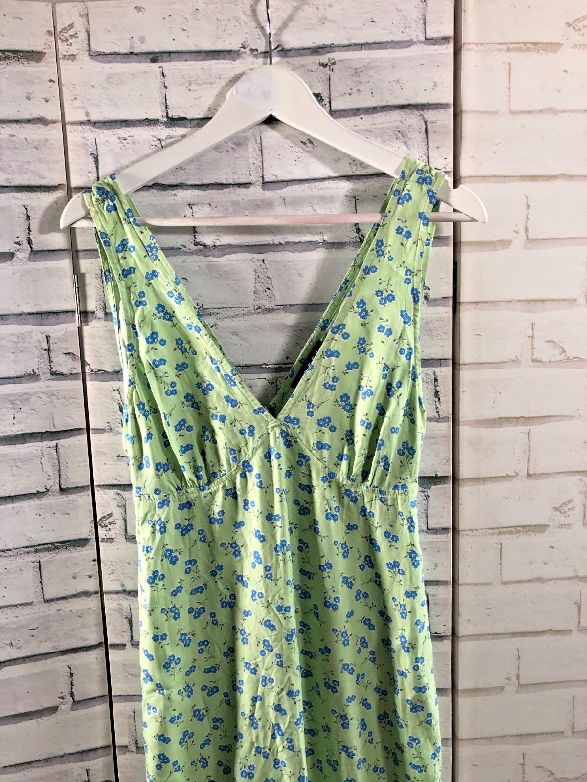 motel green floral dress Motel Green Floral Maxi Dress Vintage Sleeveless V Neck Boho Summer Tie Back Long Dress